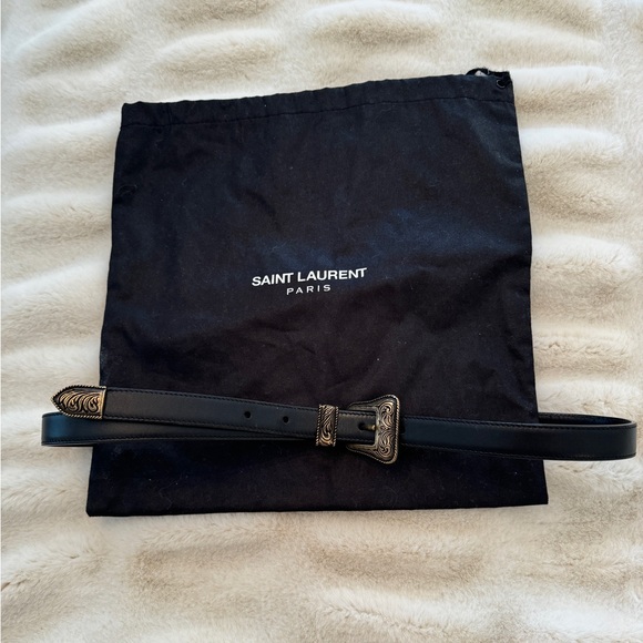 SAINT LAURENT 20MM WESTERN STYLE LEATHER BELT - Picture 1 of 7